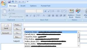 Outlook 2007 Auto Complete